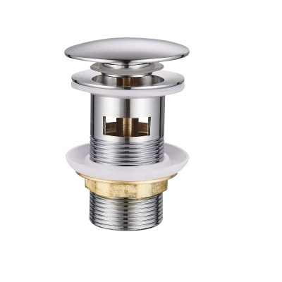 Донний клапан для раковини з переливом Champion POP-UP-01 автоматичний (Click-Clack) (Колір хром) 1