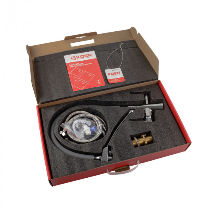 Кухонний змішувач з силік. виливом і вих. для питної води KOER KB-72003-01 (KR3375)