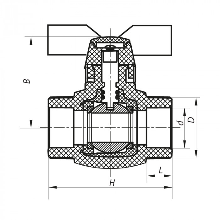 Кран кульовий PPR КШ Koer (метелик) для гарячої води 20 (Koer K0181.PRO) (KP0234)