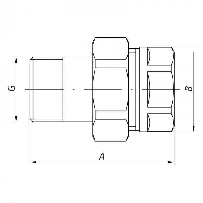 Згін американка (хром) 3/4 "прямий Koer KR.341.chr (KR2703)