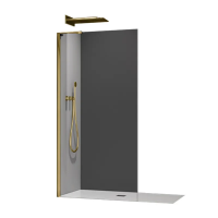 Душова перегородка Walk-In KOER SR SP02-100x200-TR-12 прозоре скло EASY CLEAN 8мм матове золото (KR5396)