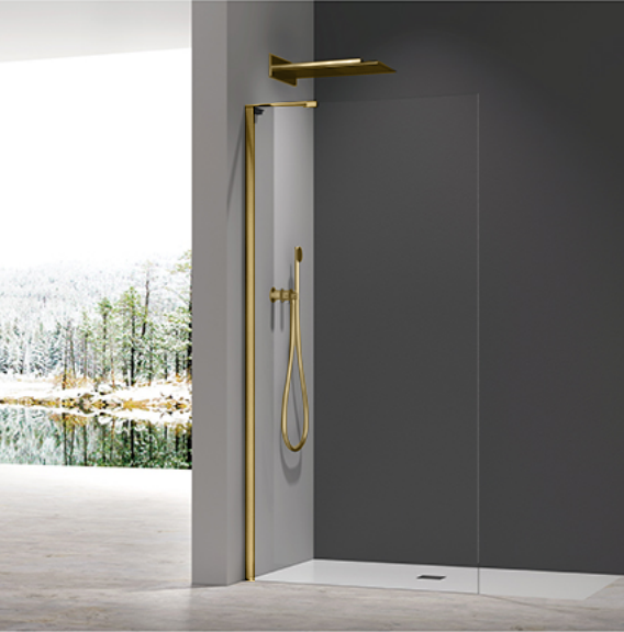 Душова перегородка Koer SR SP02-100x200-TR-12 Walk-In проз.скло Easy Clean 8мм, матове золото (KR5396)