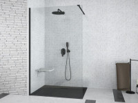 Кабина walk in AVEO BLACK 140x195 стекло прозрачное, черный профиль, держатели 120 см