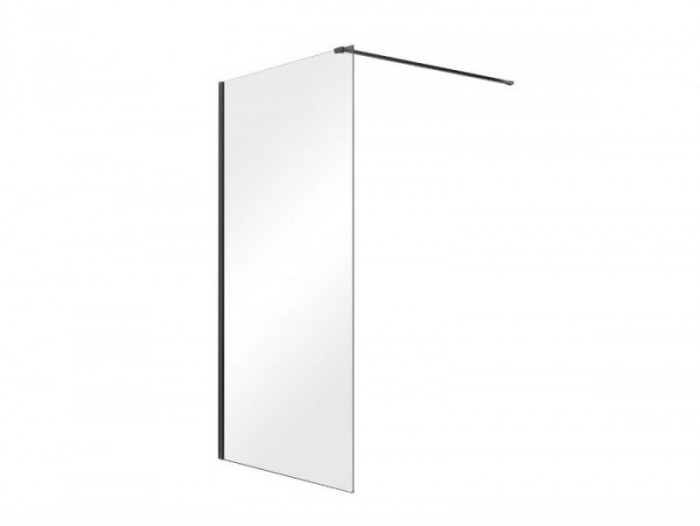 Кабіна walk in AVEO BLACK 140x195 скло прозоре, чорний профіль, тримачі 120 см