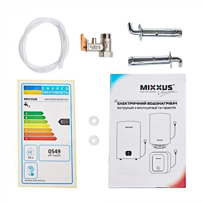 Водонагрівач "Циліндр" MIXXUS EWH-07080 ROUND WET накопичувальний 80 л, мокрий тен 1,5 kW (WH0602)