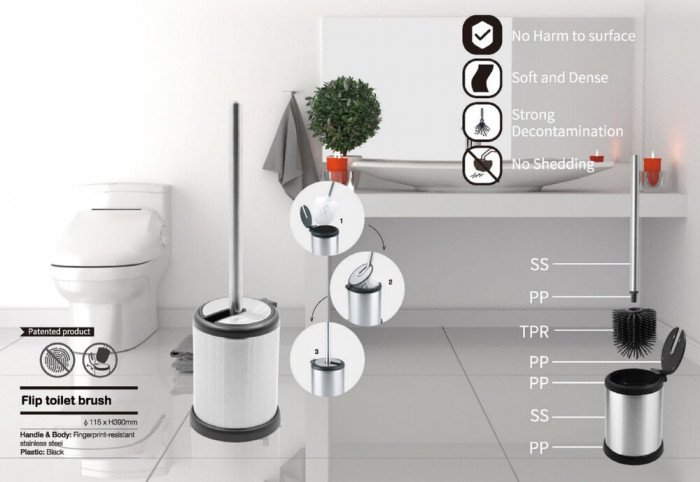 Йоржик для унітазу підлоговий Mixxus Topper-TB0201 White колір білий (MI7094)