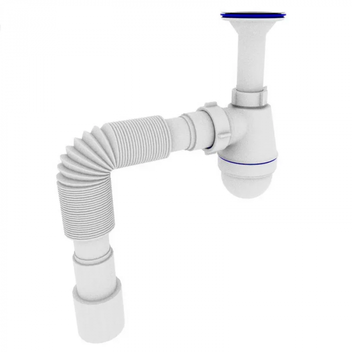 Сифон для раковини Zerix SU-01 з ревізією (Колір білий) 1 1/4'' (ZX4947)