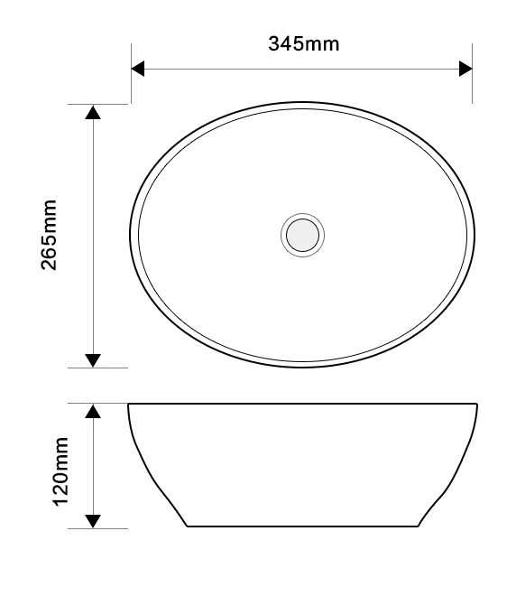 Раковина накладна MIXXUS PREMIUM ELLIPSE-0107 345х265х120mm (MP6525)