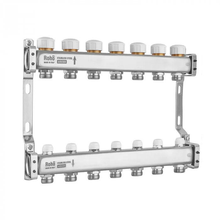 Колектор з термостатичними та запірними клапанами Roho R805-07M - 1"х 7 вих. (RO1038)