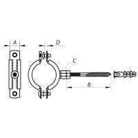 Хомут трубний оцинкований Koer KCB.10.G 1-1 / 4 "(38-43) сірий (KR2787)