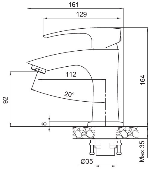 Змішувач для умивальника Koer KB-10007-04 (Колір хром+білий) (KR5149)