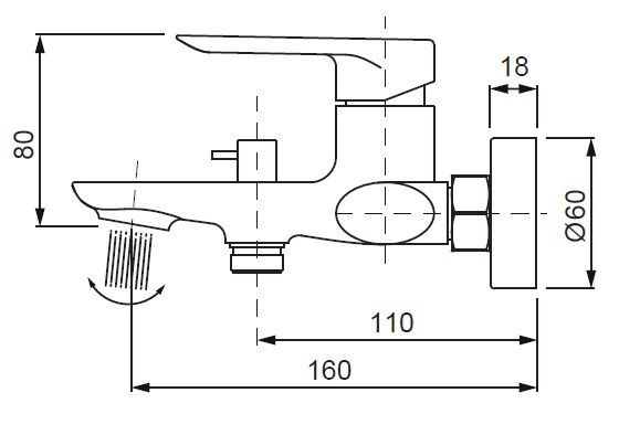 Змішувач для ванни з коротким виливом Koer KB-40028-01 (KR5305)