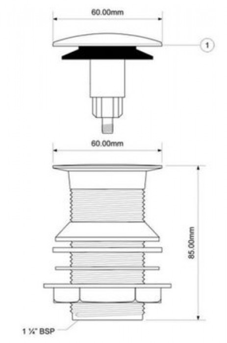 Корок "клік-клак" для умивальника без переливу 5/4 "Коричневий" CWU60-АB