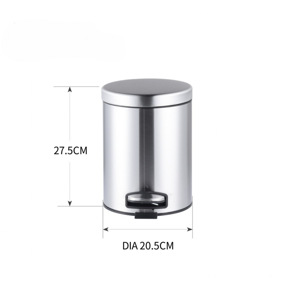 Відро для сміття з плавним закриттям кругле Mixxus Ellipse-TC0205 SS Color 5л колір нержавійка (MI7076)