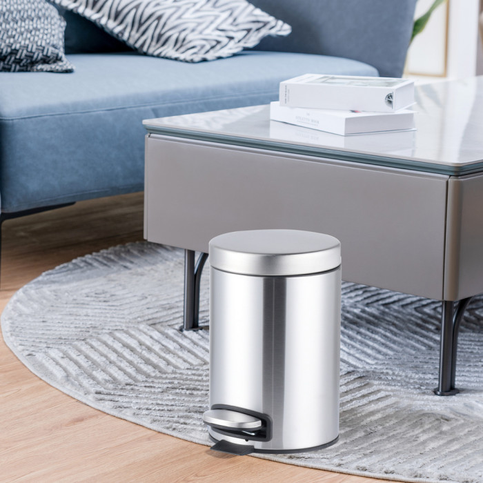 Відро для сміття з плавним закриттям кругле Mixxus Ellipse-TC0205 SS Color 5л колір нержавійка (MI7076)