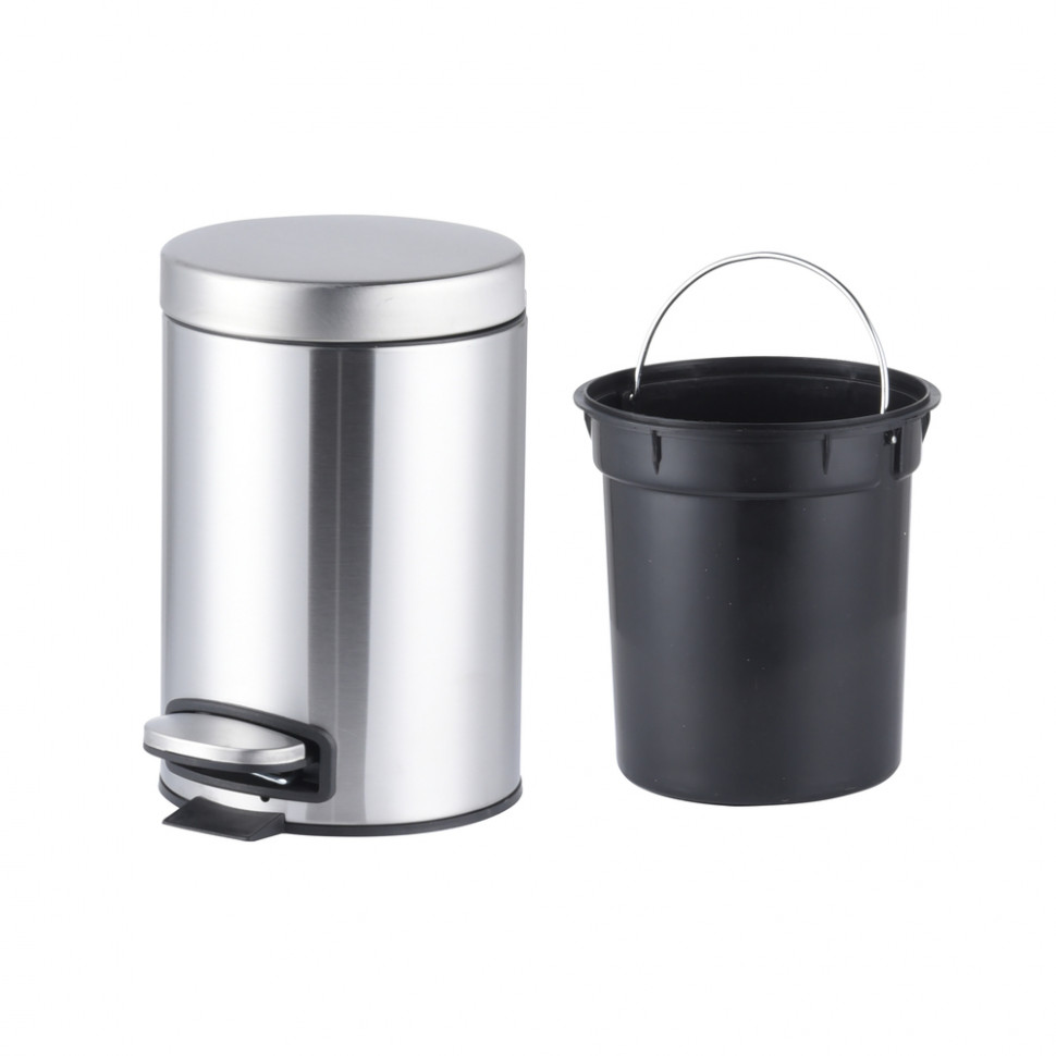 Відро для сміття з плавним закриттям кругле Mixxus Ellipse-TC0205 SS Color 5л колір нержавійка (MI7076)