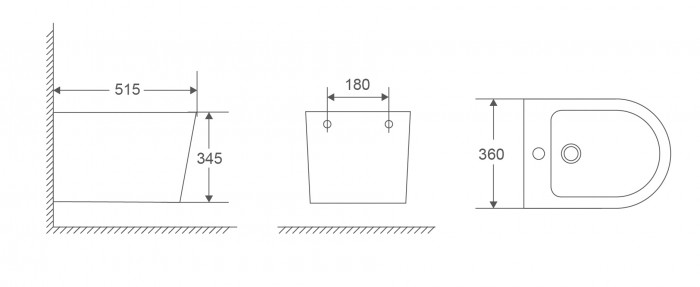 Біде підвісне Mixxus Premium Bevel-0501 515x360x345mm (MP6475)