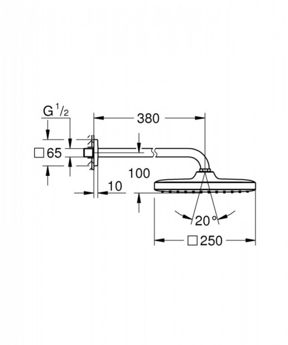 Верхній душ з настінним кронштейном Grohe Tempesta Cube (26687000)