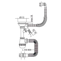 Сифон для кухні MIXXUS SK-06-BL 3 1/2"x40 з пластиковою чорною сіткою, відводом для пральної машини, гнучким круглим переливом (MI8196)