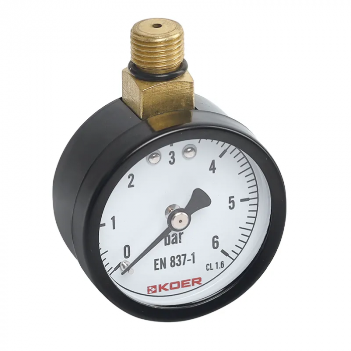 Манометр радіальний KOER KM.630R 1/4'' (D 50мм 0-6 bar, різьба зверху корпусу) (KR4762)