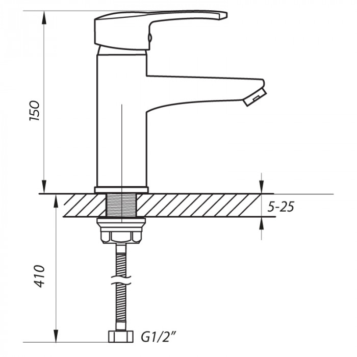 Змішувач для умивальника Zerix PUD1 045 колір нержавійка (ZX2795)
