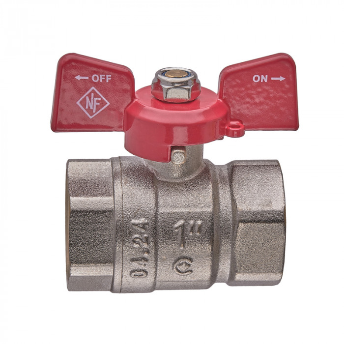 Кран кульовий Nolf classic NFC.711-10-1" FF ГГМ, ручка "метелик" червона (NF3133)