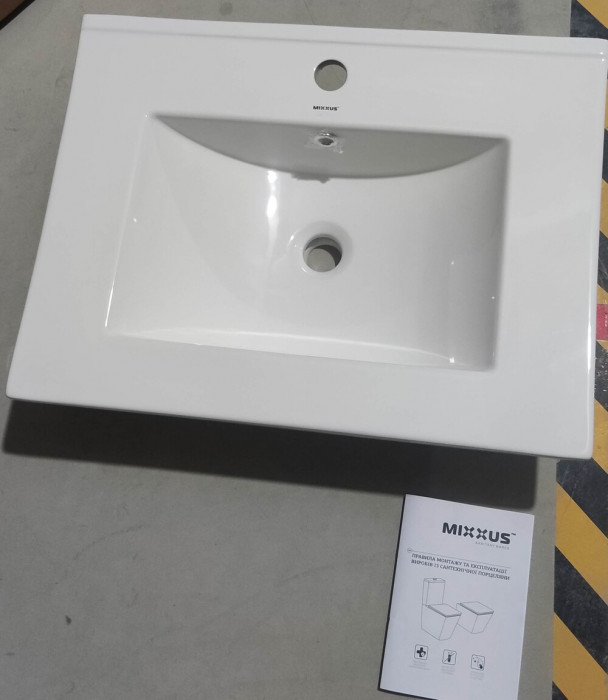 Раковина меблева Mixxus Premium CUBIC-1501 610х460х170mm з отвором під змішувач та переливом (MP6495)