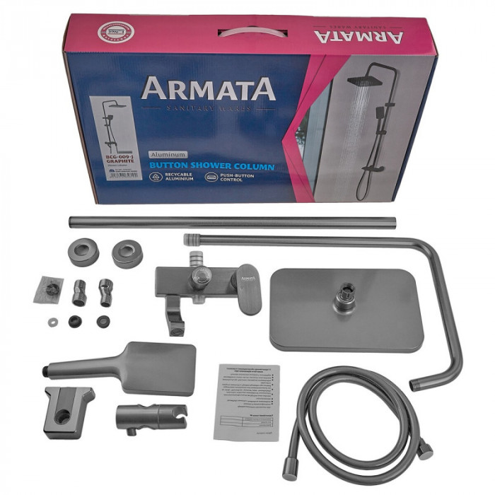 Душова колона зі змішувачем з алюмінію ARMATA BCG-009-J, 3 режими (CH6559)