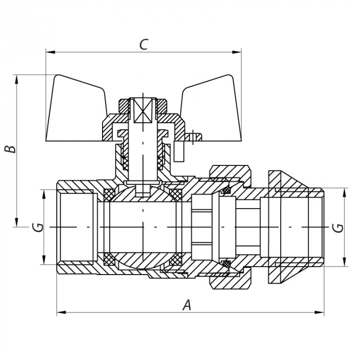Кран з американкою 3/4" "антіпротечка" (Koer KR.227-Gi) (KR0191)