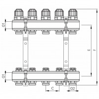 Колекторний блок з термостатичними клапанами Koer KR.1100-11 1"x11 ways (KR2637)