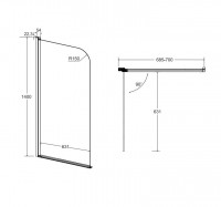 Шторка для ванни BESCO Prime-1S 70x140