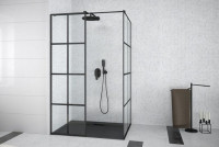Кабина walk in EXCEA 120x90x190 стекло прозрачное/черный профиль