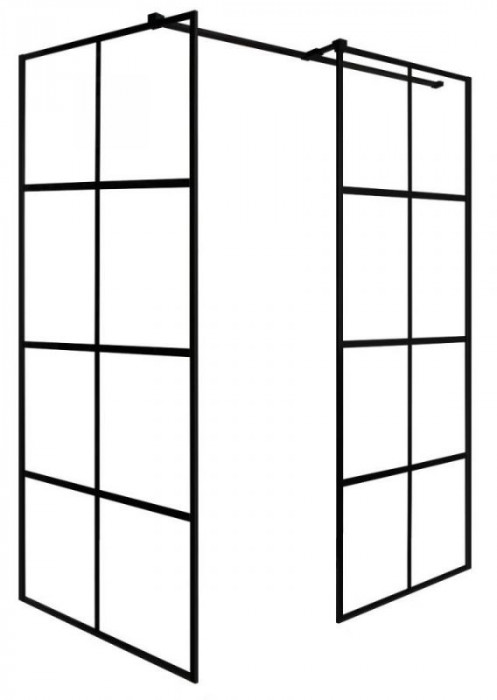 Кабіна walk in EXCEA 120x90x190 скло прозоре, чорний профіль