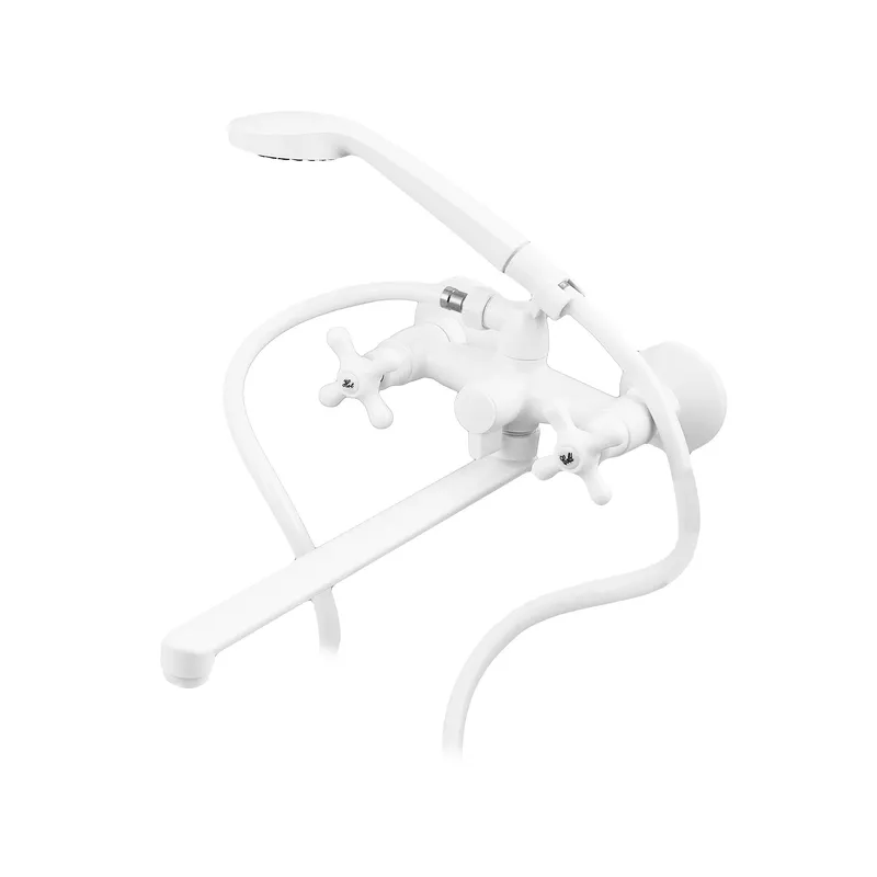 Змішувач для ванни Plamix Pablo -140 EURO SET White (з шлангом та лійкою) (PM0670)