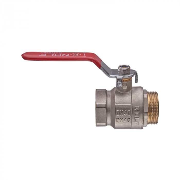 Кран кульовий Nolf classic NFC.621-40-1 1/2" FM ГШВ, ручка "важіль" червона (NF3142)