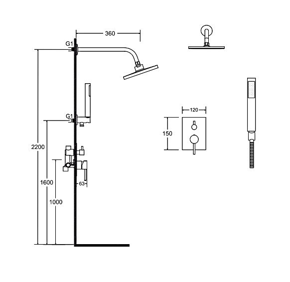Душова система DECCO I / ILLUSION I (золото)