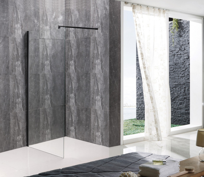 Душова перегородка Mixxus Premium FLAT SP02-120x200-TR Black Walk-In прозоре скло 8мм (MI6857)