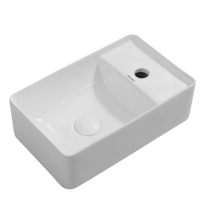 Раковина підвісна Mixxus Premium QUADRO-1201-L 430х265х135mm з отвором під змішувач та переливом (MP6505)