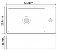 Раковина підвісна MIXXUS PREMIUM QUADRO-1201-L 430х265х135mm (отвір під змішувач) (MP6505)