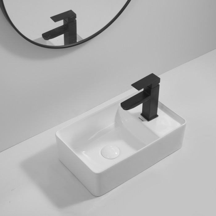 Раковина підвісна Mixxus Premium QUADRO-1201-L 430х265х135mm з отвором під змішувач та переливом (MP6505)