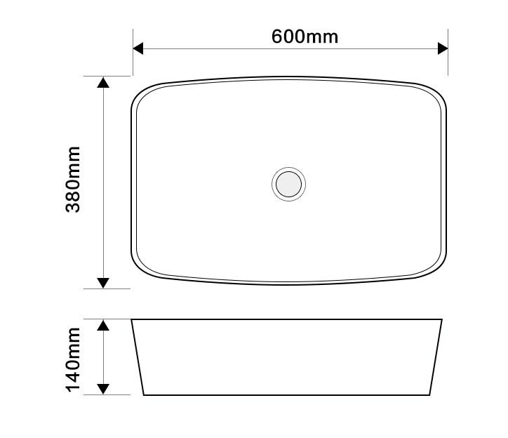 Раковина накладна MIXXUS PREMIUM DIVERSE-0111 600х380х140mm (MP6561)