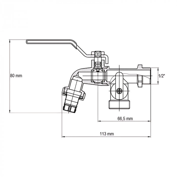 Кран поливу з додатковим виходом KOER KR.248 - 1/2" (KR3071)