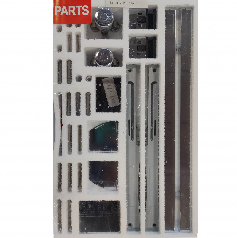 Двері у нішу розсувні KOER SR SD05-120x200-TR-01 прозоре скло EASY CLEAN 6мм хром (KR5405)