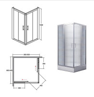 Кабина квадратная MODERN 80x80x165 стекло grigio, профиль хромированный