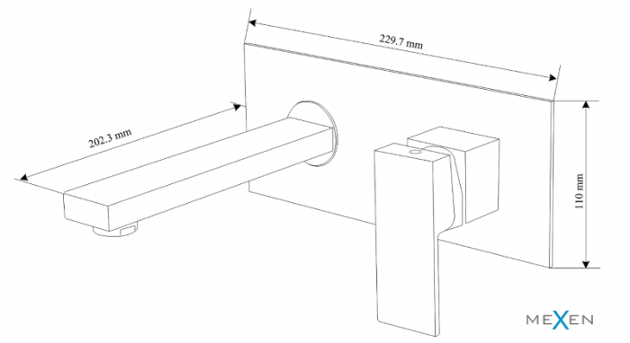 Змішувач для раковини (умивальника) MEXEN CUBE BLACK + BOX прихованого монтажу