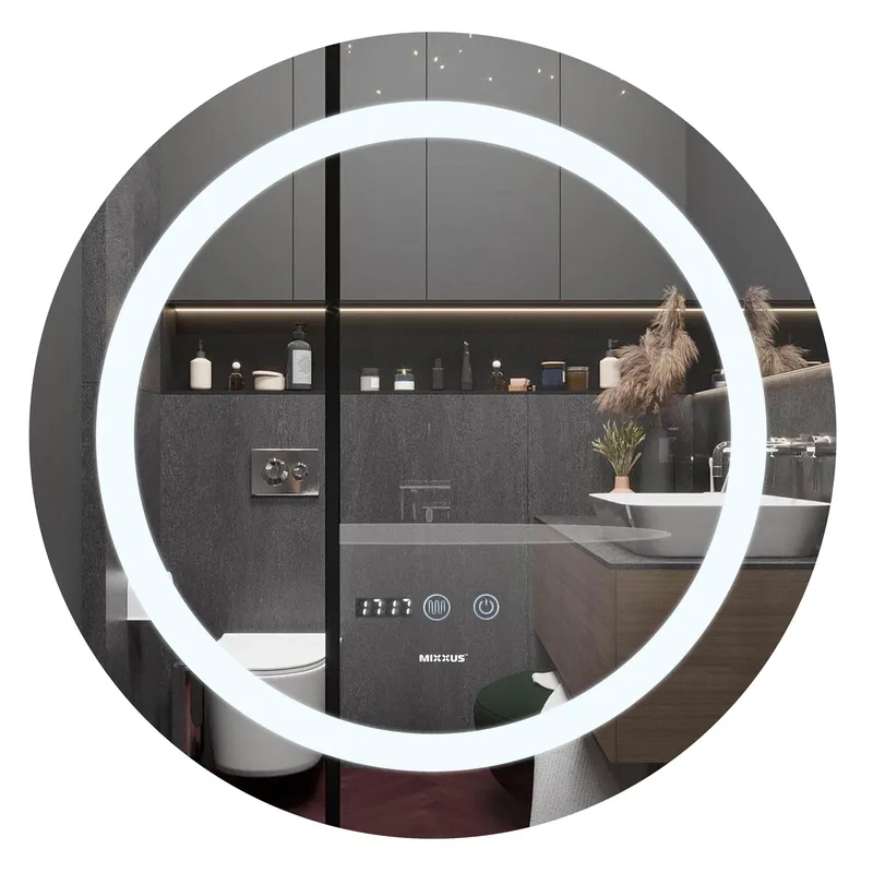 Дзеркало MIXXUS PLAIN MC02-60 з LED Touch, Anti-fog, димером, рег. яскравості, годинником (MI6012)