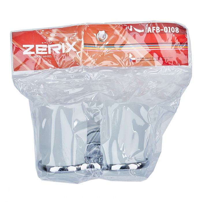 Тримач з 2-ма стаканами (скло) Zerix AFB-0108 (ZX5058)