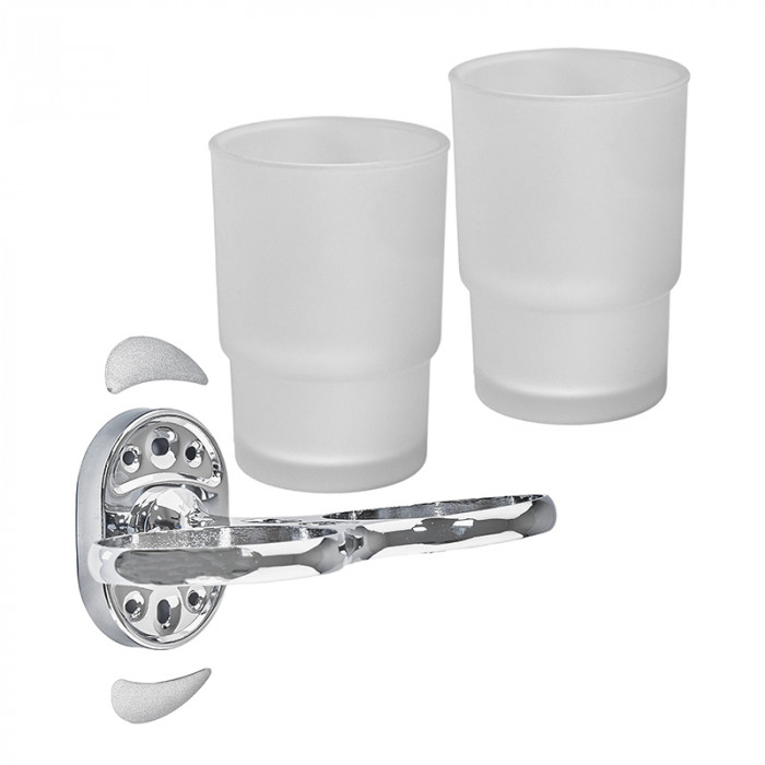 Тримач з 2-ма стаканами (скло) Zerix AFB-0108 (ZX5058)