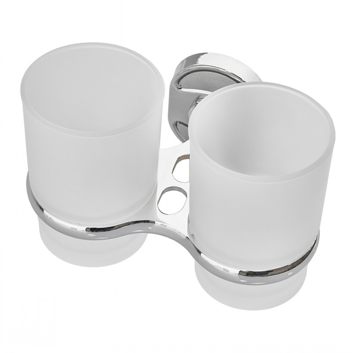 Тримач з 2-ма стаканами (скло) Zerix AFB-0108 (ZX5058)