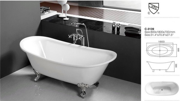 Акриловая ванна Atlantis C-3139 бронза (без перелива) 180х80х68